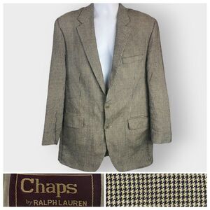 Vtg Chaps Ralph Lauren Houndstooth Blazer | 42X | Silk Wool | Old Money Preppy